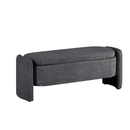 Oval Fabric Storage Ottoman – Dark Grey
