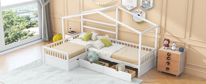 Twin House Bed White