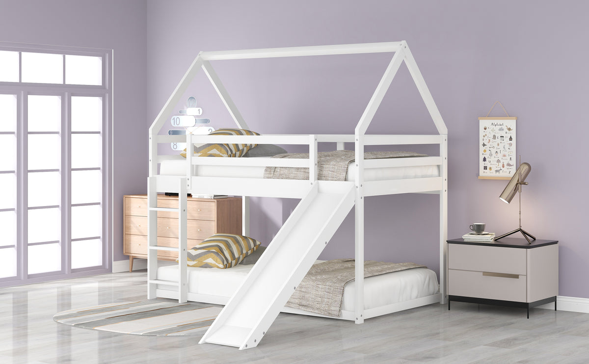 Twin House Bed with Slide White