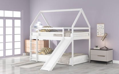 Twin House Bed with Slide White