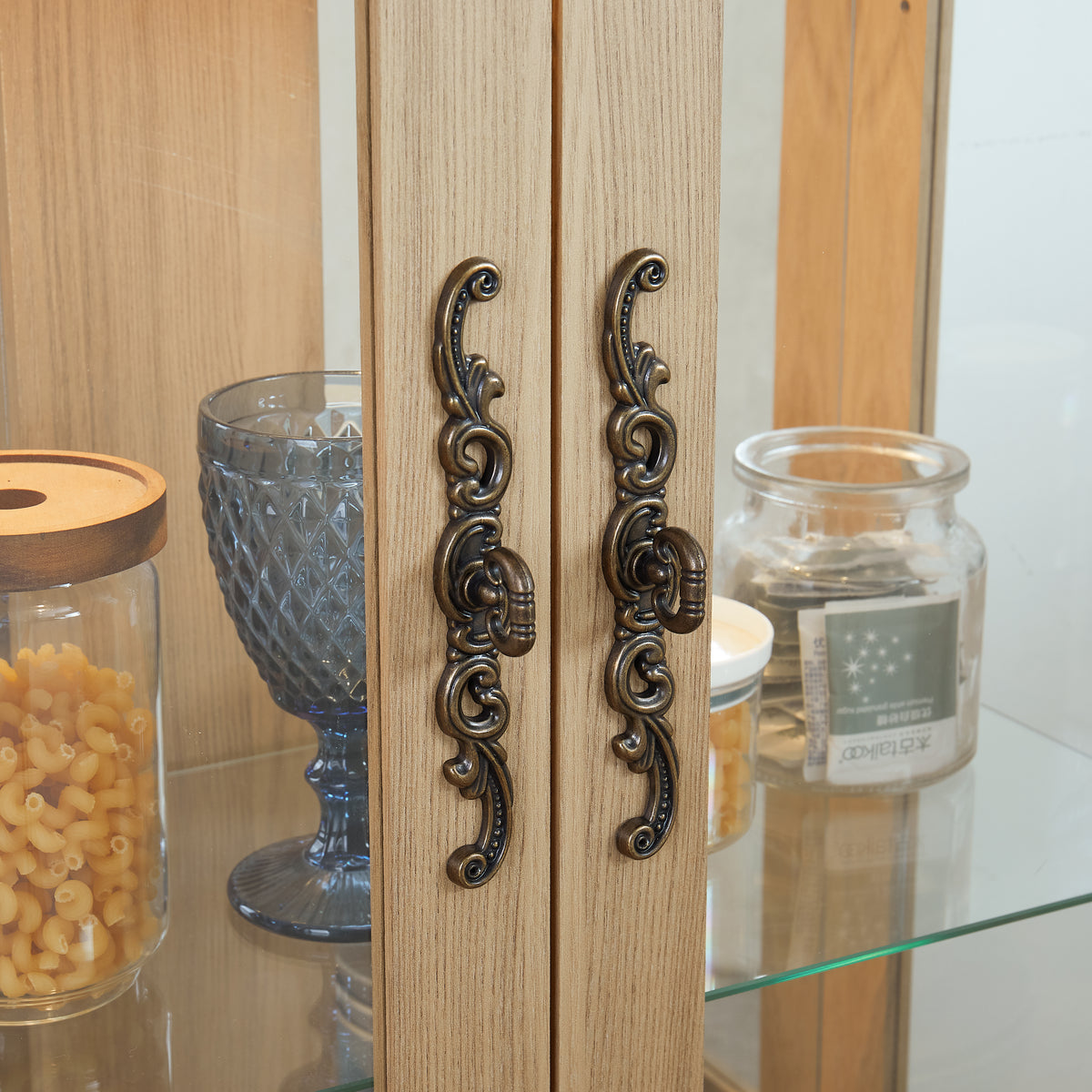 Oak Display Cabinet with Glass Frame