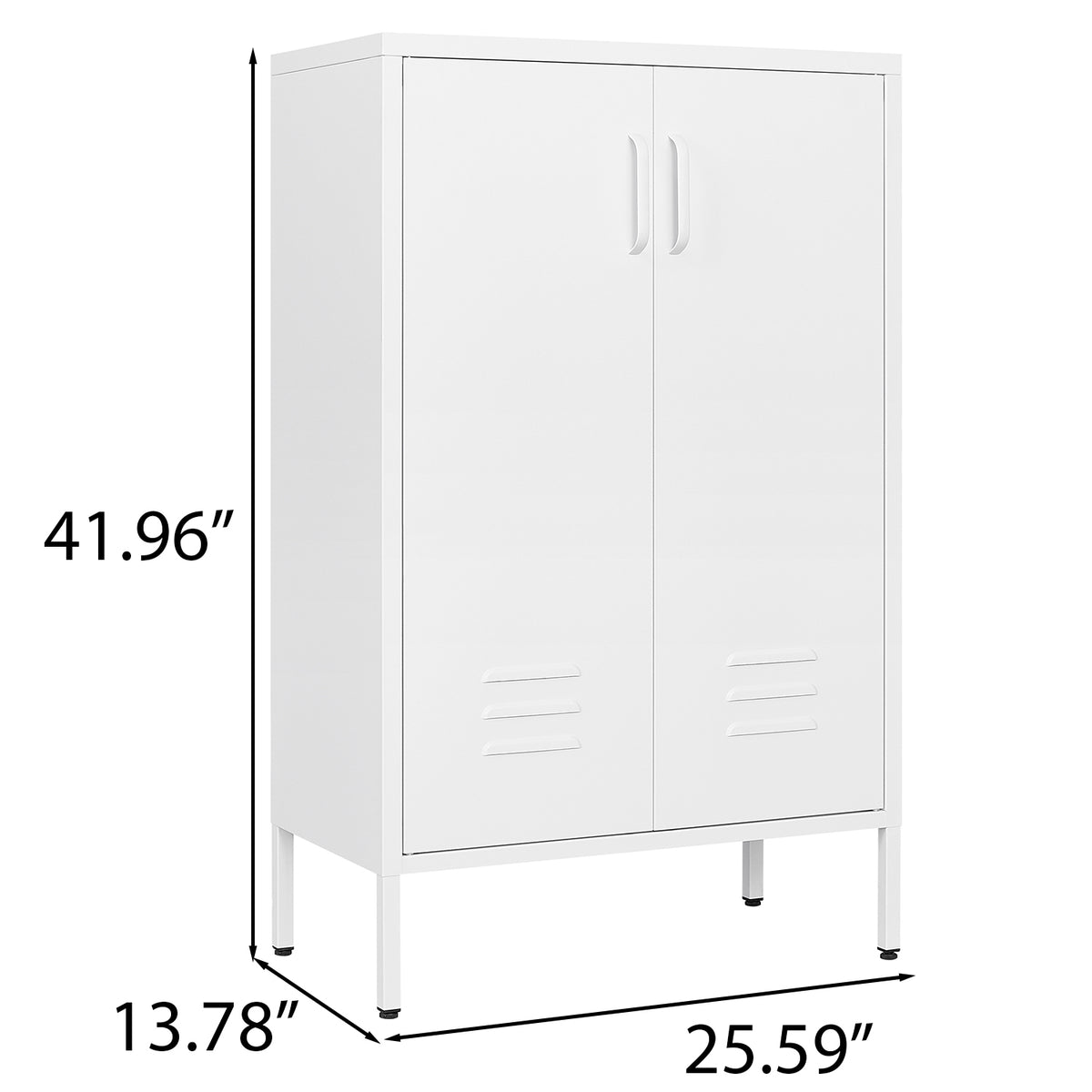 White Steel Storage Cabinet with Double Doors