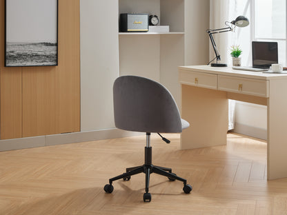 Velvet Swivel Office Chair – Black Legs
