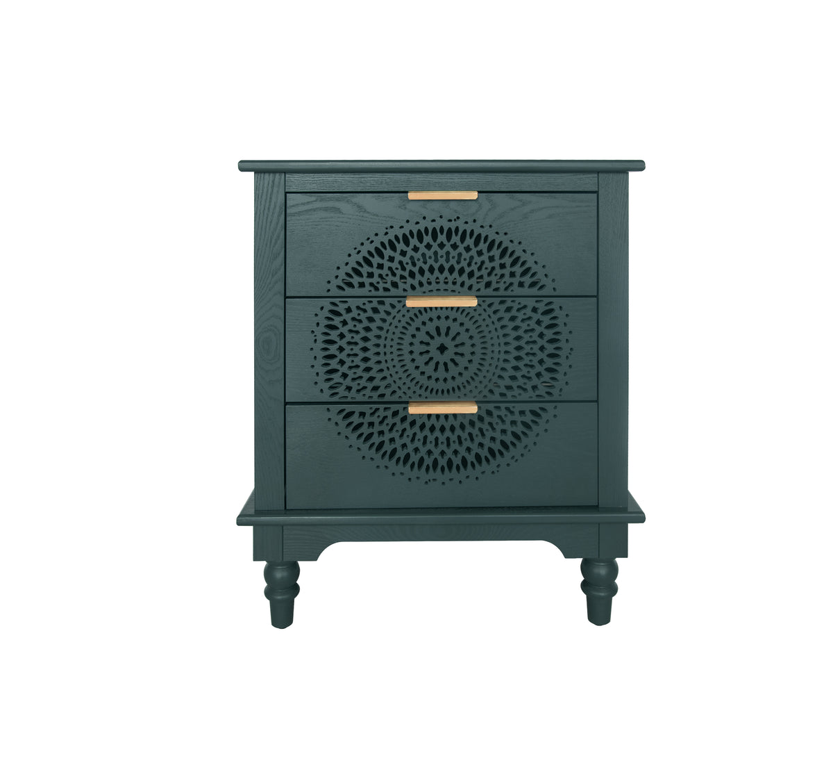 Carved Storage Chest with Metal Handles