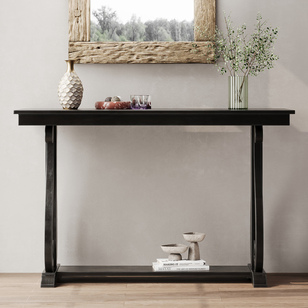 Rustic Console Table Black