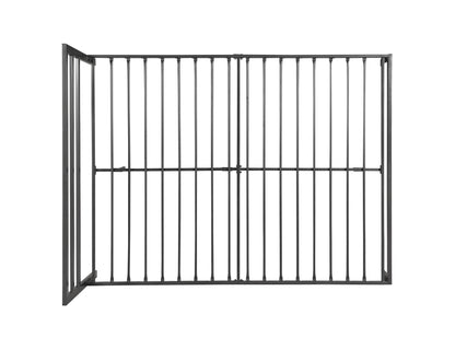 Charcoal Gray Metal Bed Frame with Headboard