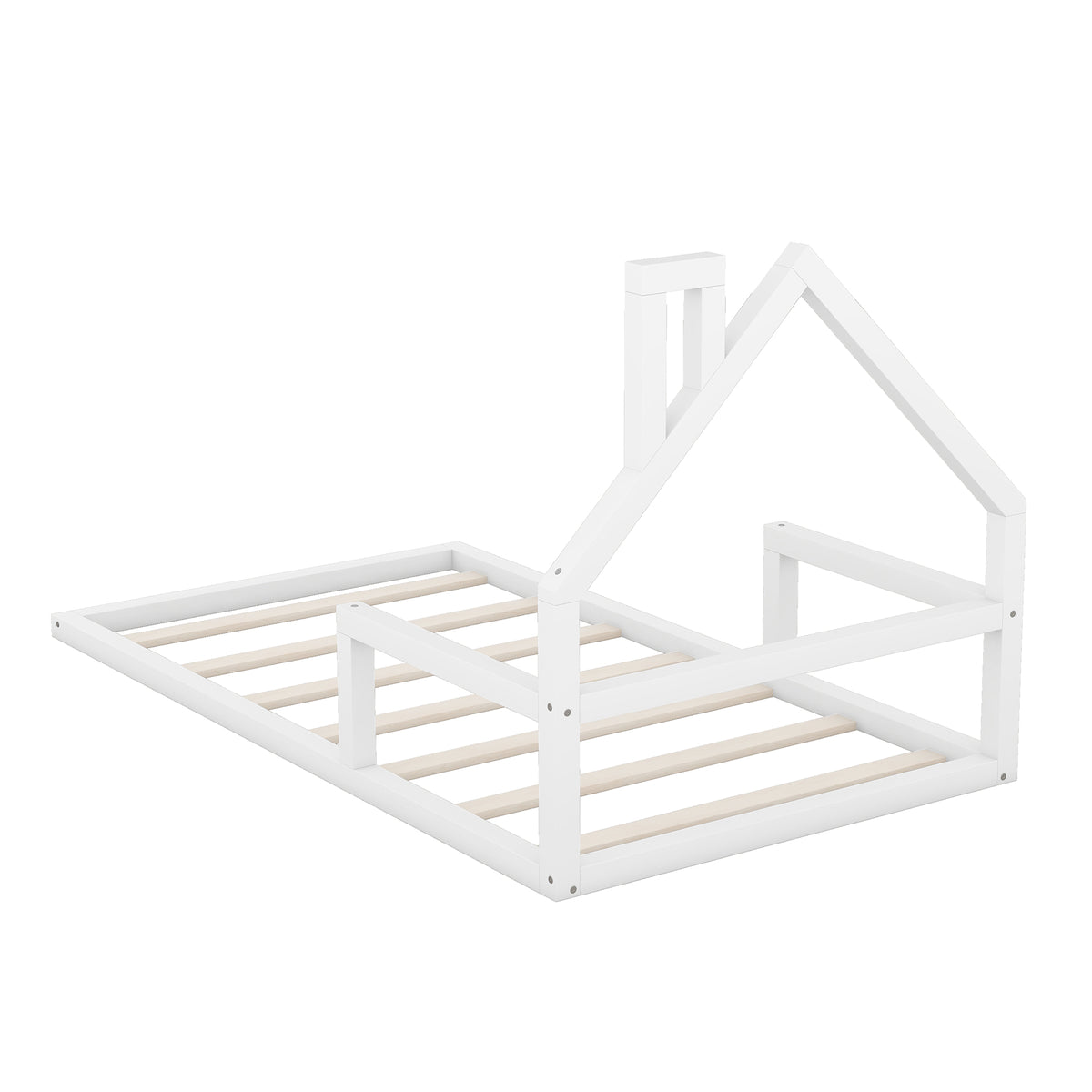 Twin Platform Bed with House Frame White