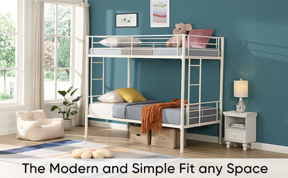 Twin Metal Bunk Bed with Safety Rail White