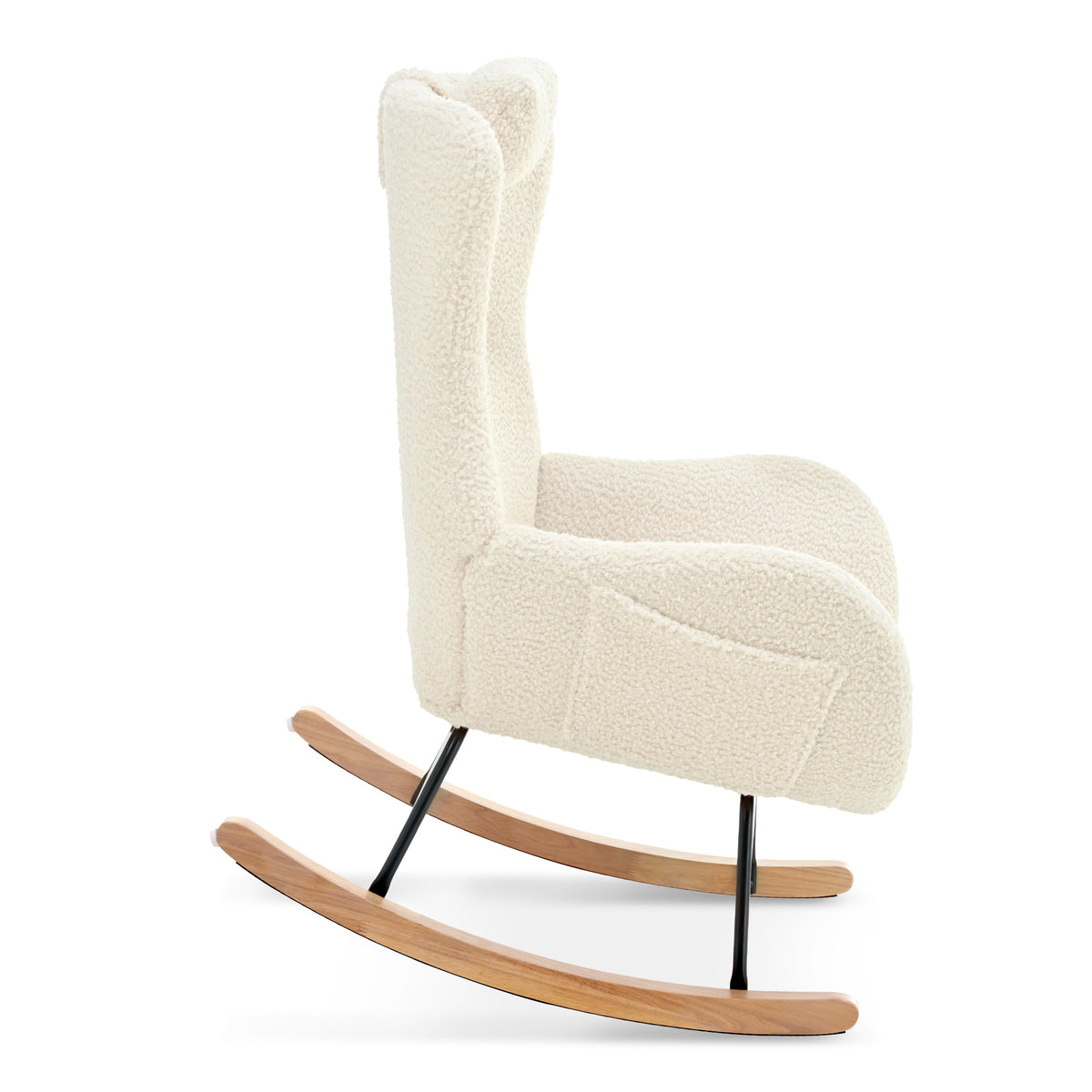Modern Rocking Chair – Rubber Legs & Chenille Fabric