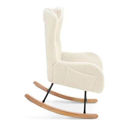 Modern Rocking Chair – Rubber Legs & Chenille Fabric