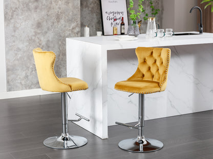 Modern Bar Stools Set of 2 Gold Gray