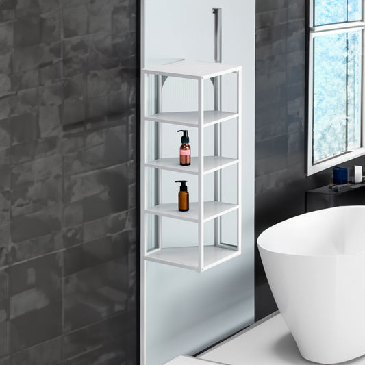 Glass Corner Wall Cabinet – White