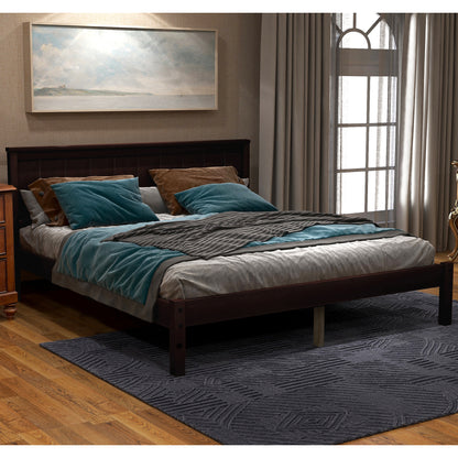 Full Platform Bed with Headboard Espresso