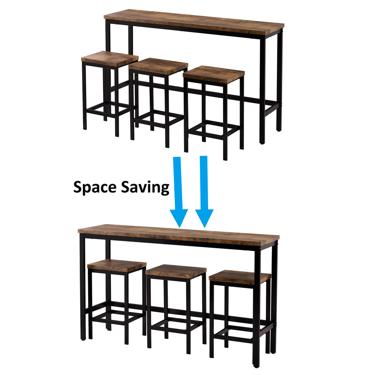 Counter Height Bar Table Set (4 pcs) – Brown