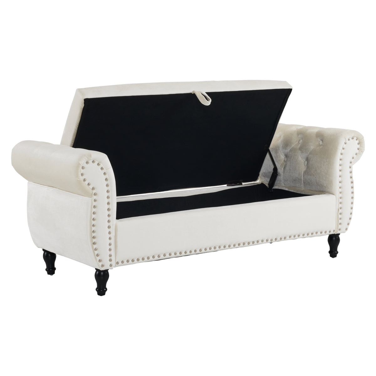 Velvet Storage Ottoman Bench Gray