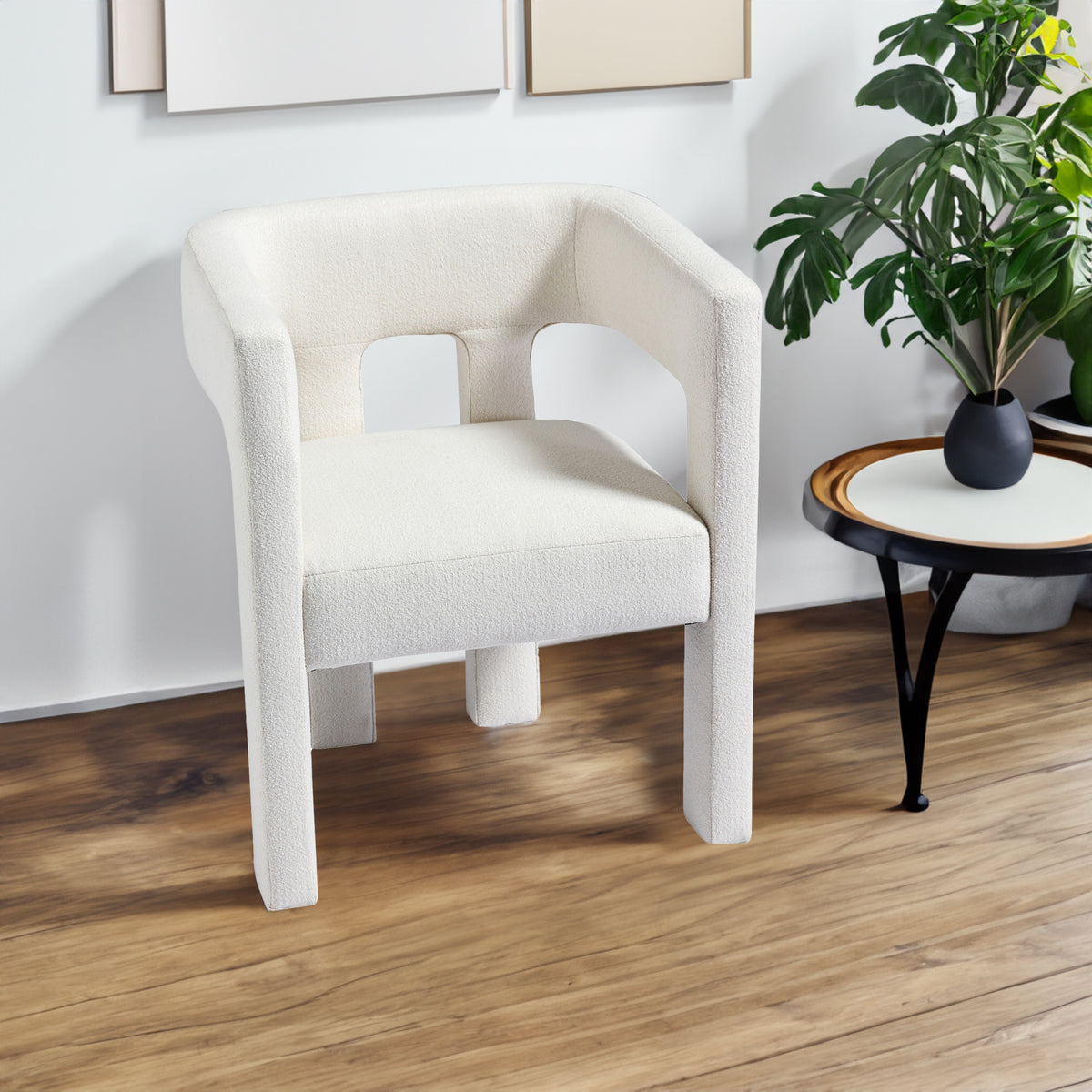 Contemporary Accent Chair Beige Upholstery