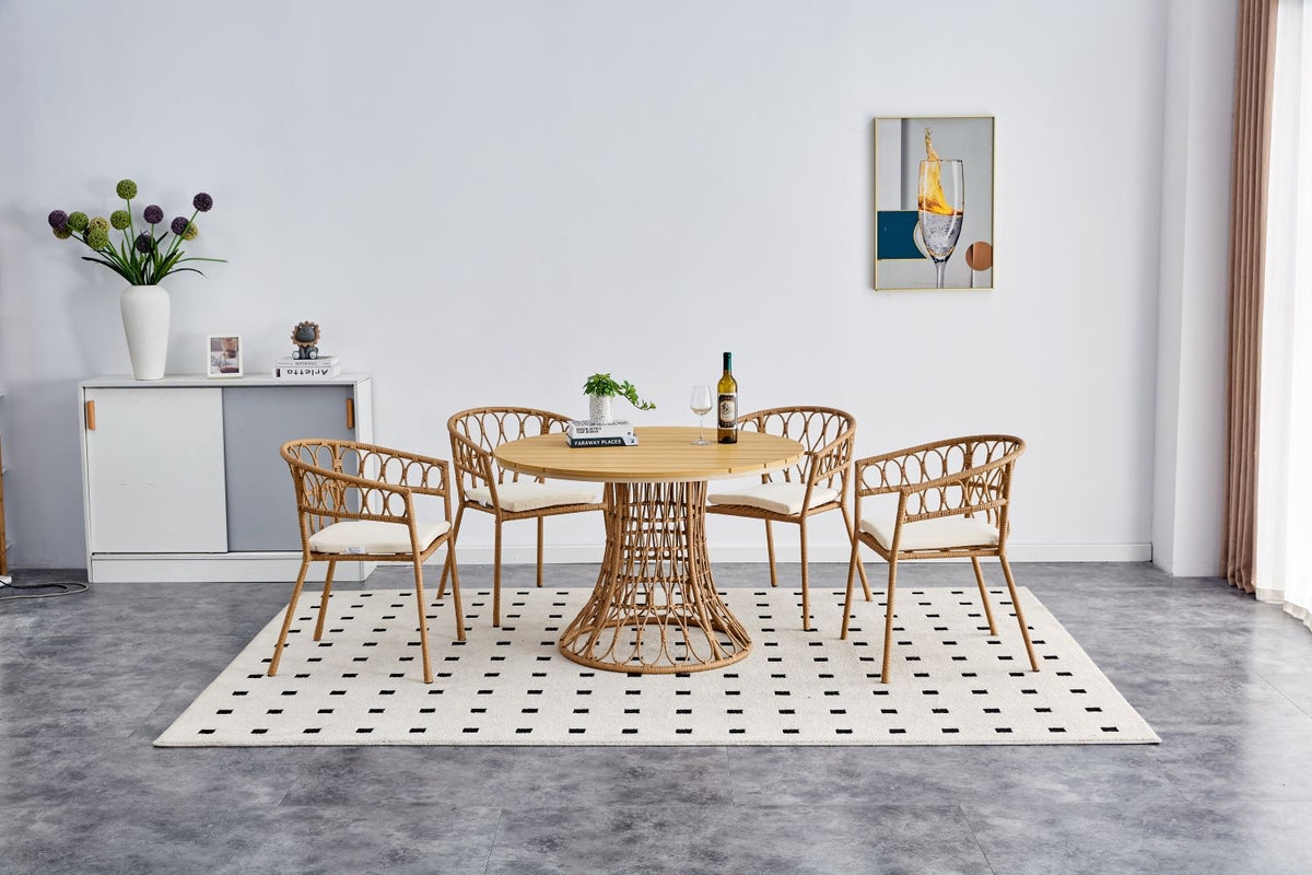 Outdoor Bamboo Dining Set (5 pcs)