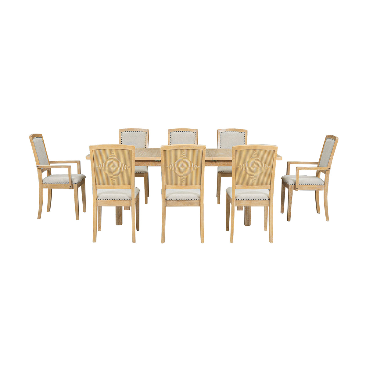 84” Expandable Dining Set – Natural Finish
