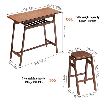 Retro Pub Dining Set (3 pcs) – Antique Brown