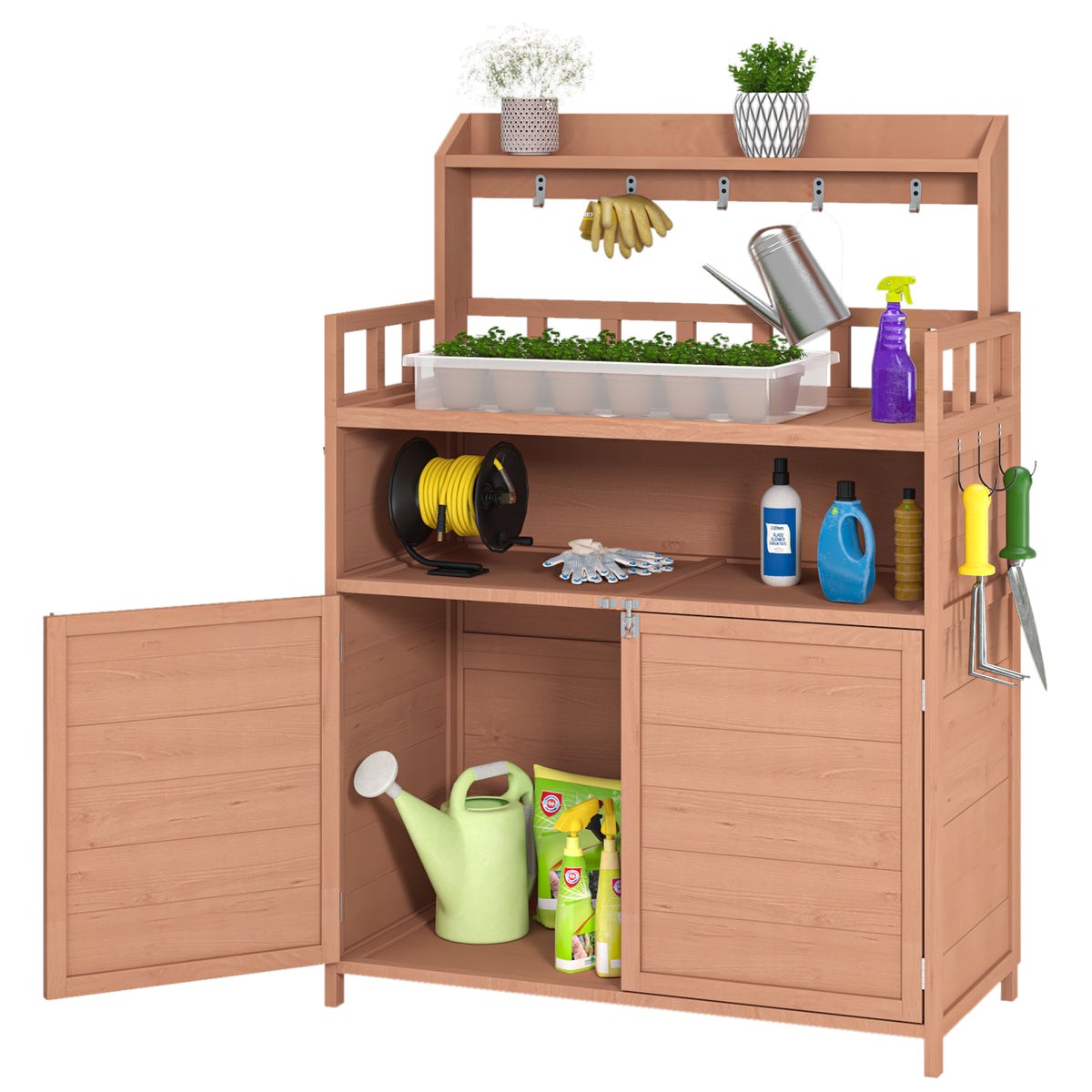 Outdoor Gardening Workbench with Roof Terrace