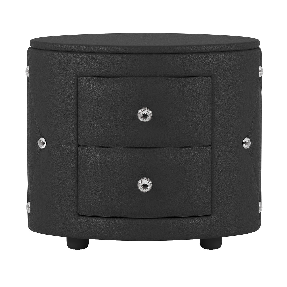 PU Nightstand with Drawers Black