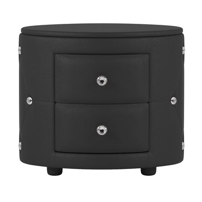 PU Nightstand with Drawers Black