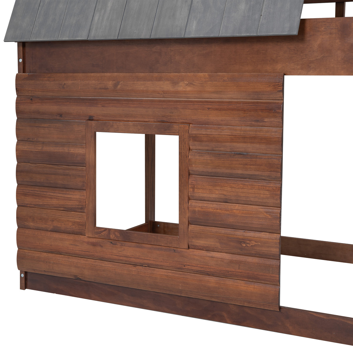 Twin Bunk Bed with Roof Windows Gray
