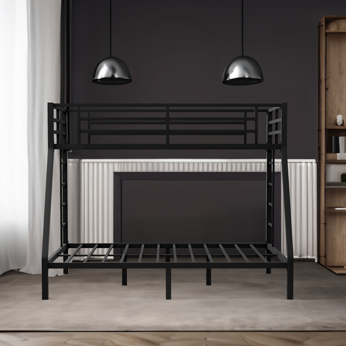 Metal Bunk Bed with Safety Rails Black