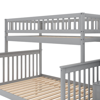 Twin Over Full Bunk Bed with Trundle Gray