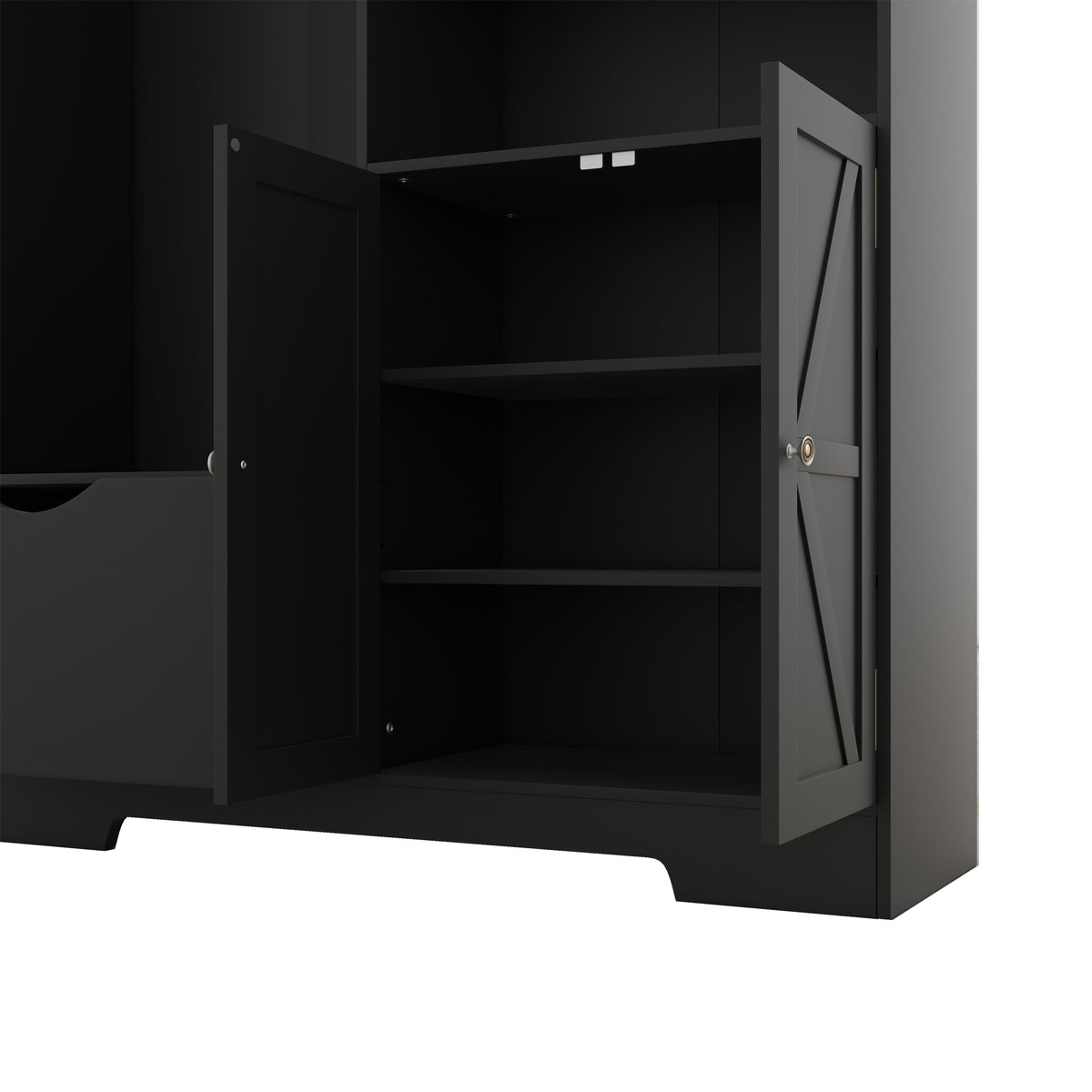 Hall Tree Storage Cabinet Black