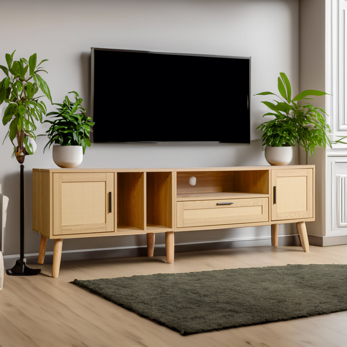Rattan TV Console – Natural Brown