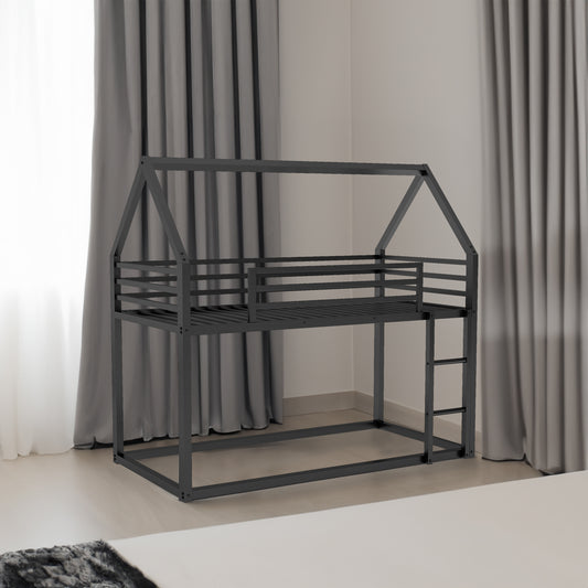 Twin House Bunk Bed Black