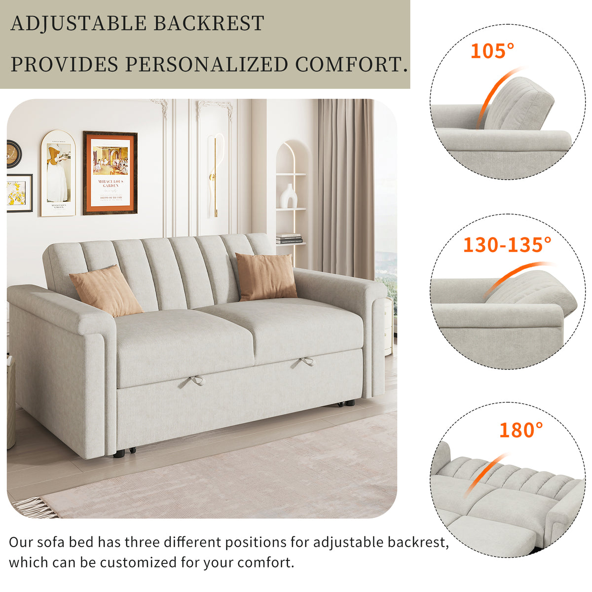 U-Style Convertible Loveseat Sofa Bed – Modern Sleeper with Storage