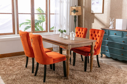 Nikki Tufted Linen Dining Chair Set (2 pcs) – Orange