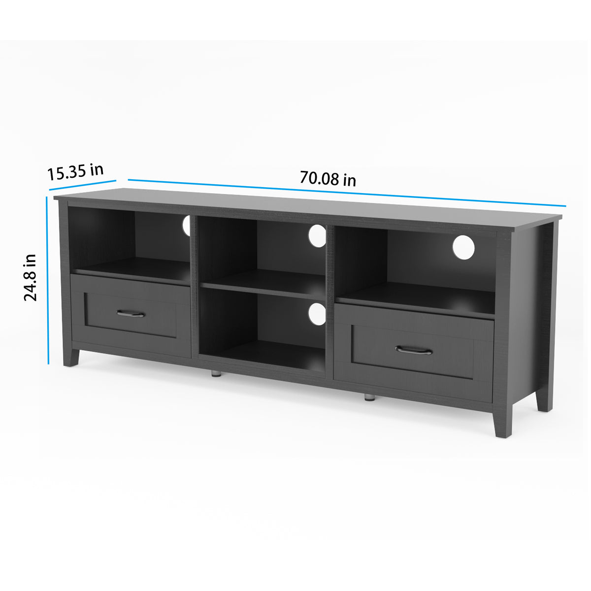 70" Modern Media Console with Storage Compartments