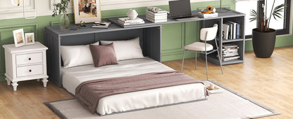 Queen Murphy Bed with Rotating Base Gray