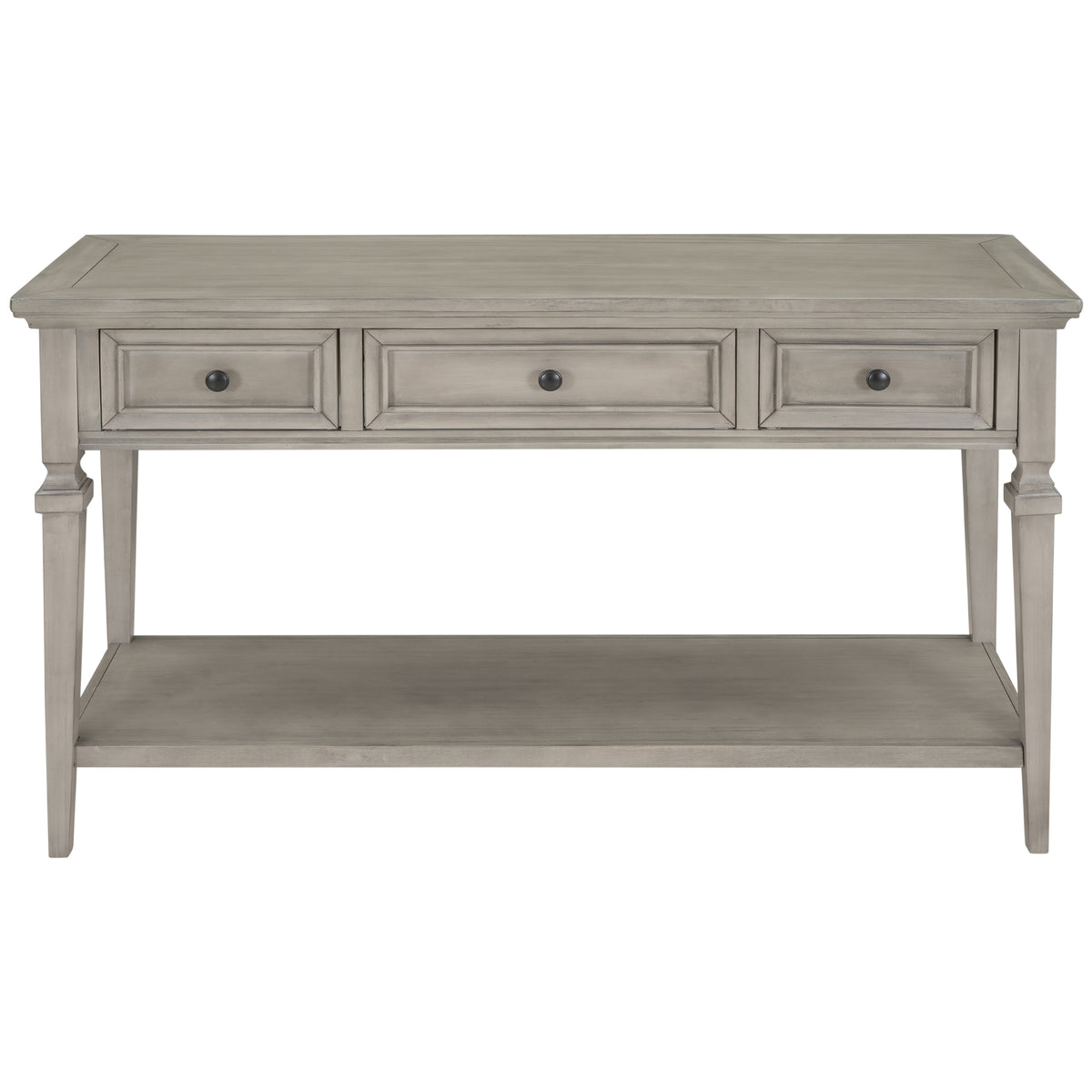 Gray Wood Console Table with Drawers