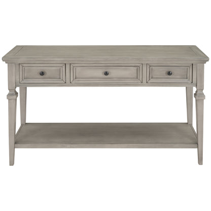 Gray Wood Console Table with Drawers
