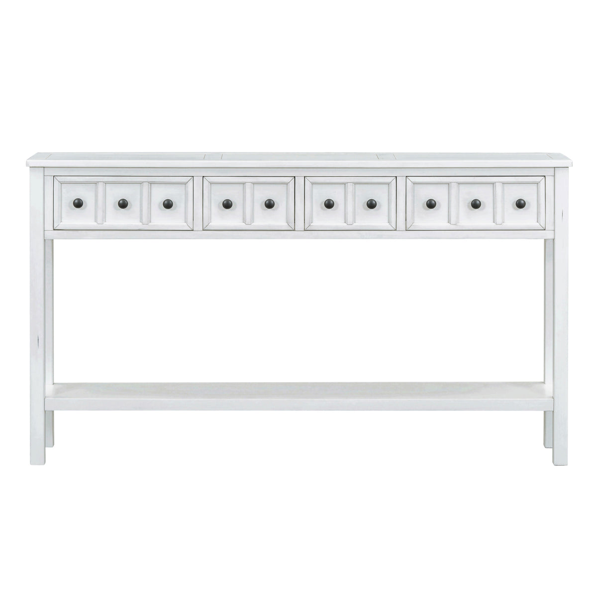Rustic Entryway Console Table with Drawers Antique White