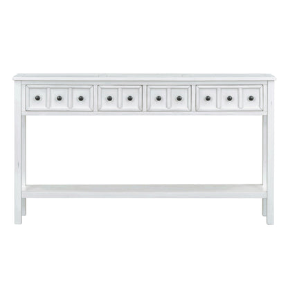 Rustic Entryway Console Table with Drawers Antique White