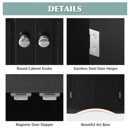 Black Corner Bathroom Cabinet with Shelves