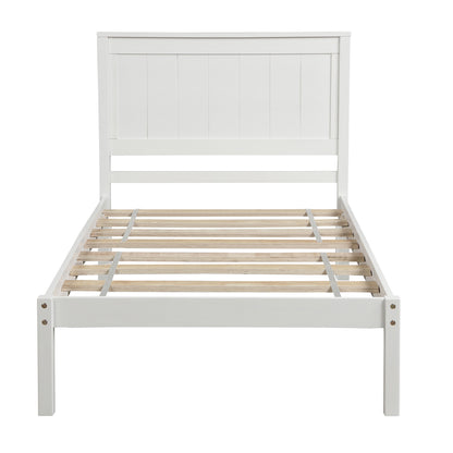 Twin Platform Bed with Headboard White