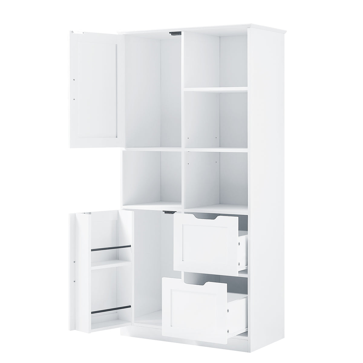 White Bathroom Storage Cabinet with Adjustable Doors