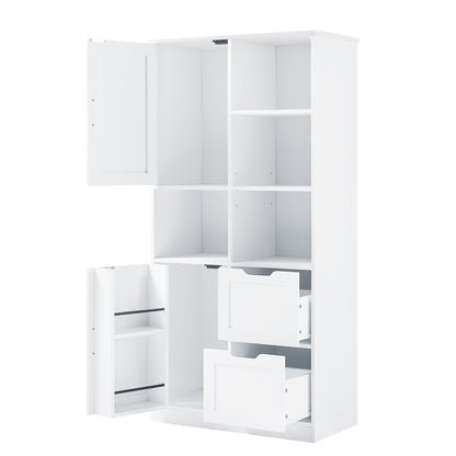 White Bathroom Storage Cabinet with Adjustable Doors