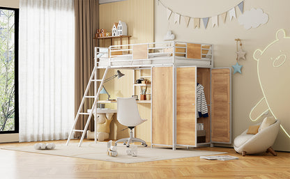 Twin Loft Bed with Desk Gray