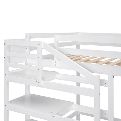 Full Loft Bed with Storage – White Finish