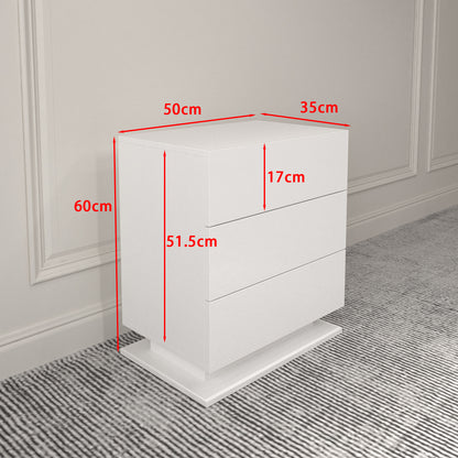 Modern 3-Drawer LED Bedside Table