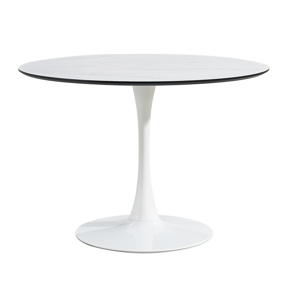 Tulip Round Marble Dining Table White