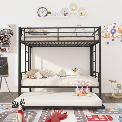 Twin Bunk Bed with Trundle Reinforced Frame