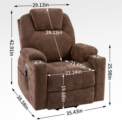 Chenille Power Recliner Chair 350LB Capacity